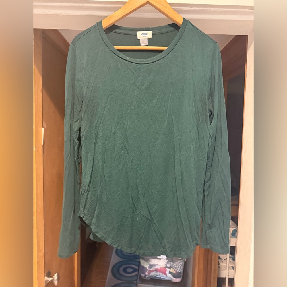 Old Navy bottle green long sleeve top comfy jersey like material